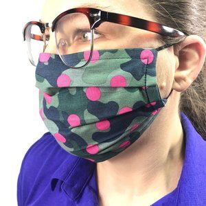 100% Organic Cotton Gauze Camo Dot Face Mask